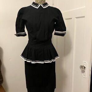 Batsheva Black Dress with White Tag Detail